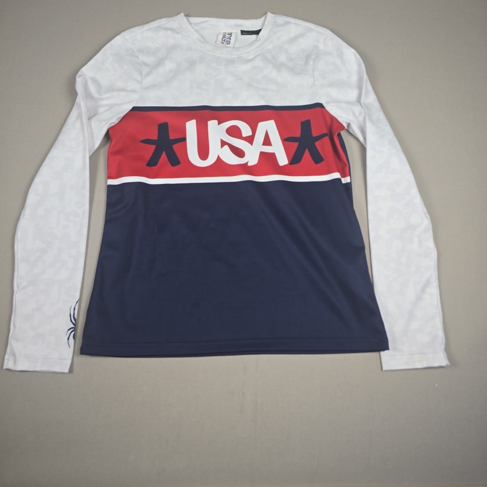 Spyder x Eric Haze Women's USA Snow Crew Neck Long Sleeve Top Shirt Camo Size S